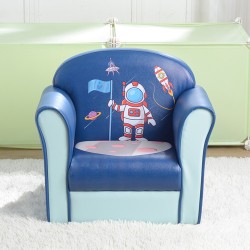 Kids Sofa, Children Armrest Chair with Pattern, Toddler Furniture w/Sturdy Wood Construction for Boys & Girls, Armrest Couch for Preschool Children, Lightweight Children Sofa Chair (Spaceman)