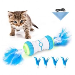 Cat Toys, Interactive Cat Feather Toys with 360 Degree Automatic Rolling, 2 Speed Modes, USB Rechargeable, Pet Exercis