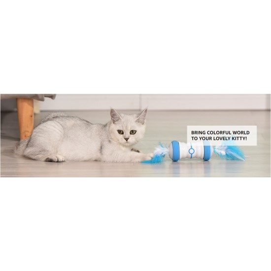 Cat Toys, Interactive Cat Feather Toys with 360 Degree Automatic Rolling, 2 Speed Modes, USB Rechargeable, Pet Exercis Cat Toys, Interactive Cat Feather Toys with 360 Degree Automatic Rolling, 2 Speed Modes, USB Rechargeable, Pet Exercis