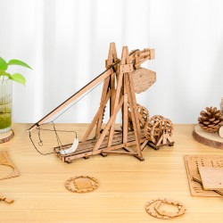 Counterweight Trebuchet Wooden Model Toys Assemble DIY Wooden Puzzle Game Assembly Constructor Toy Gift for Children Teen Adult